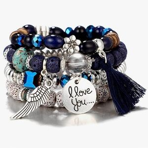 Boho Wings Letter Tassel Flower Beaded Bracelet Jewelry